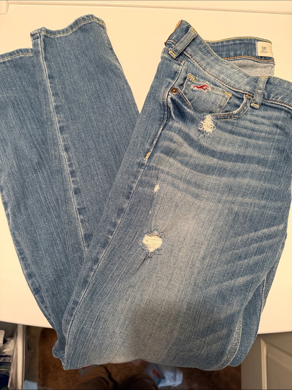Hollister Light Blue Skinny Jeans with Distressed Detail